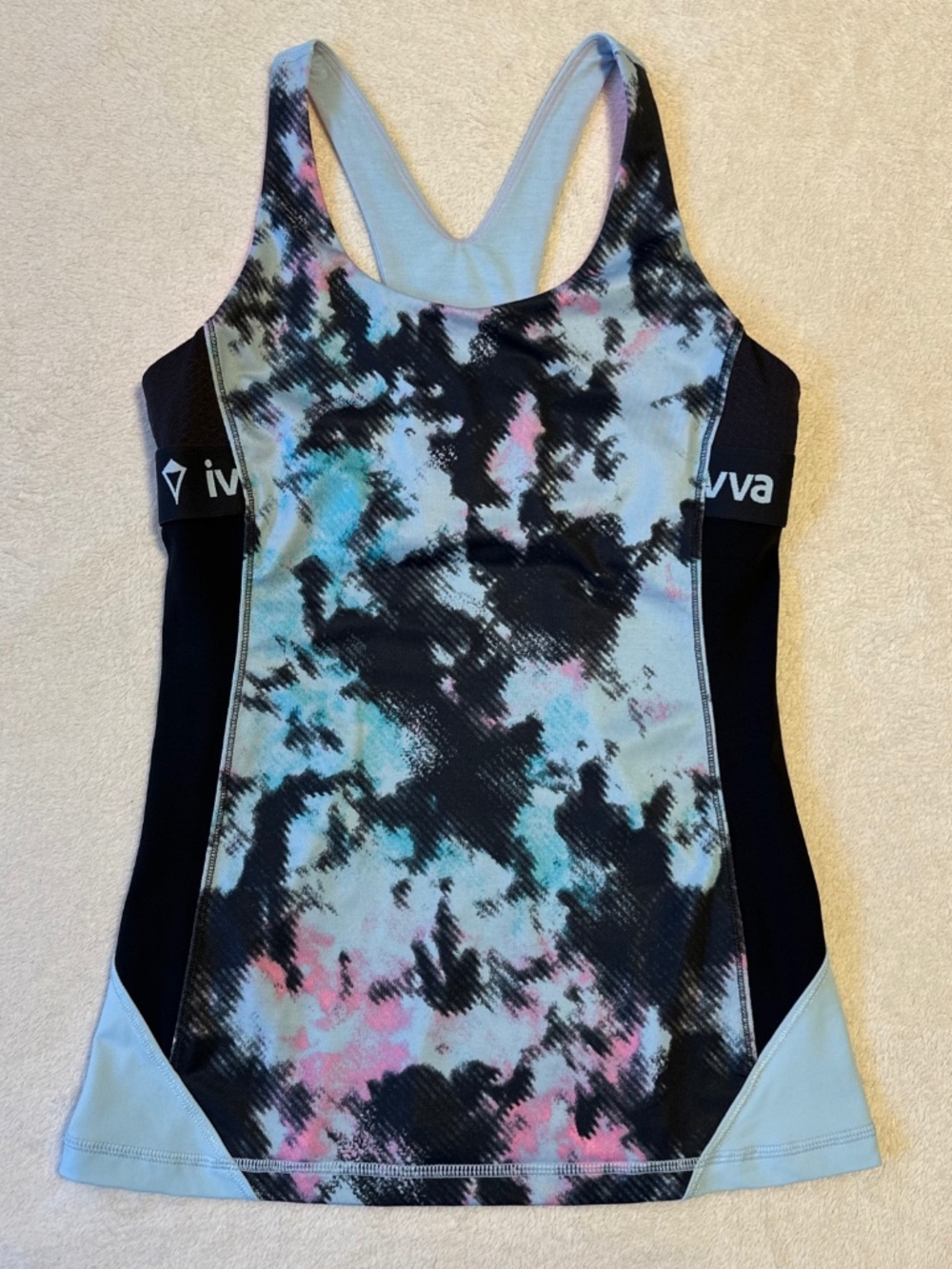Ivivva by Lululemon Girls Tank Top Size 14 Racerback Built-in Bra Blue Pink